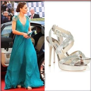 Jimmy Choo Silver Strappy Heels (ASO Kate Middleton)